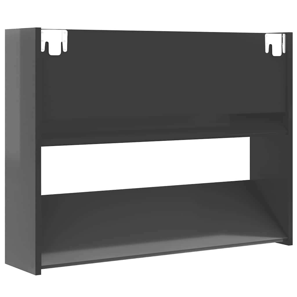 skoreol til væg 80x18x60 cm konstrueret træ grå højglans