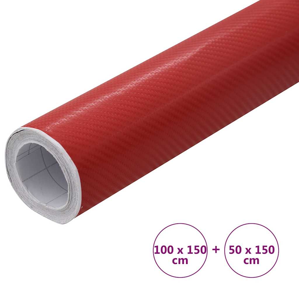 bilfolier 2 stk. 100x150 cm + 50x150 cm 4D rød