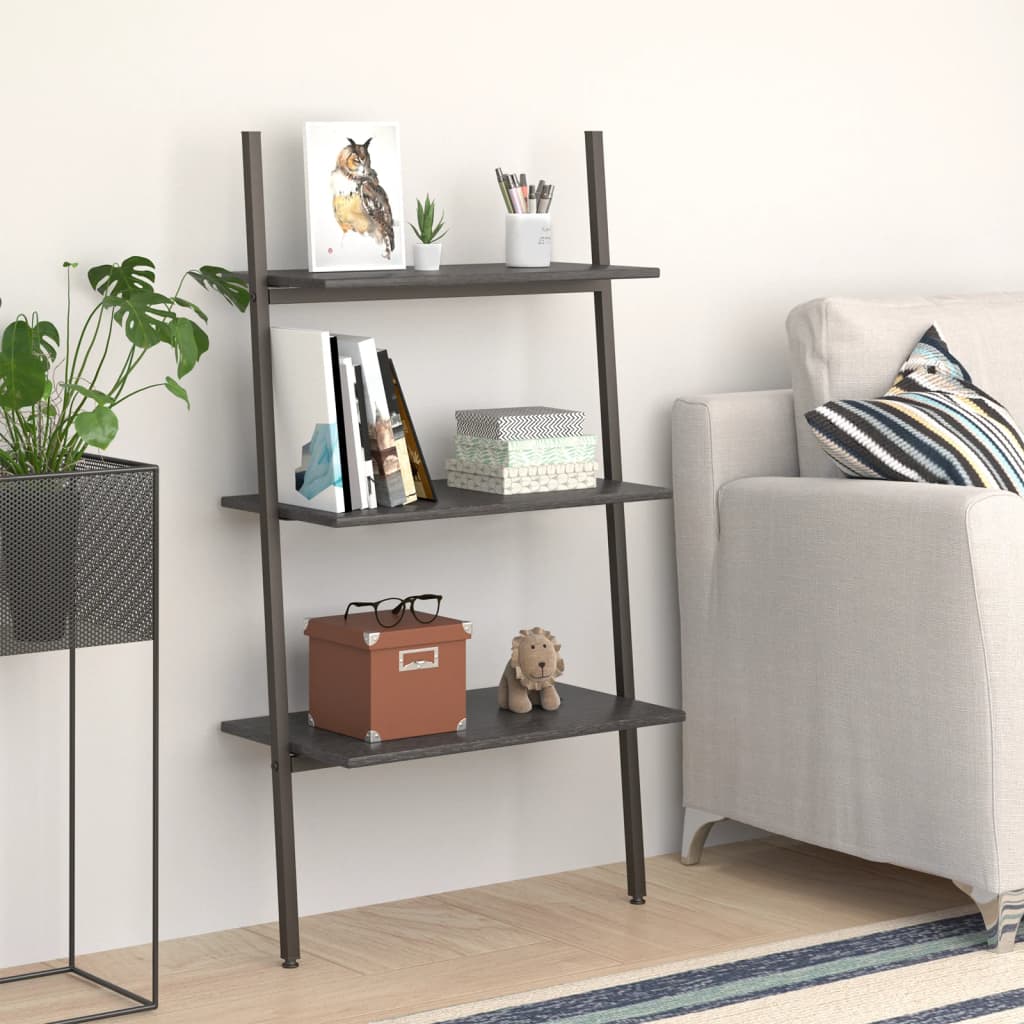 stigereol med 3 hylder 64x34x116 cm sort