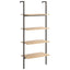 stigereol med 4 hylder 64x35x152,5 cm lysebrun og sort