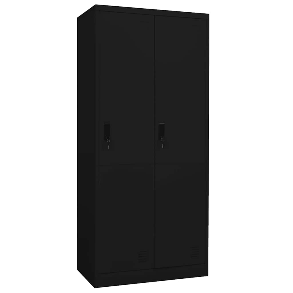 klædeskab 80x50x180 cm stål sort billede