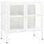 skænk 70x35x70 cm stål og glas hvid