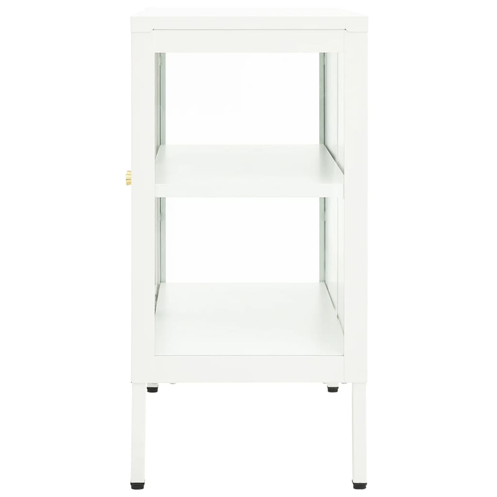 skænk 70x35x70 cm stål og glas hvid