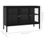 skænk 105x35x70 cm stål og glas sort