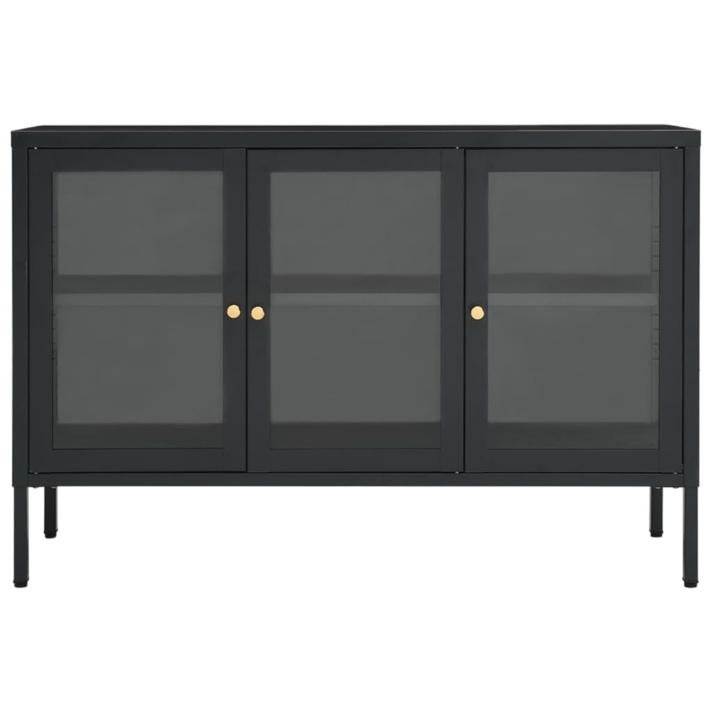 skænk 105x35x70 cm stål og glas antracitgrå