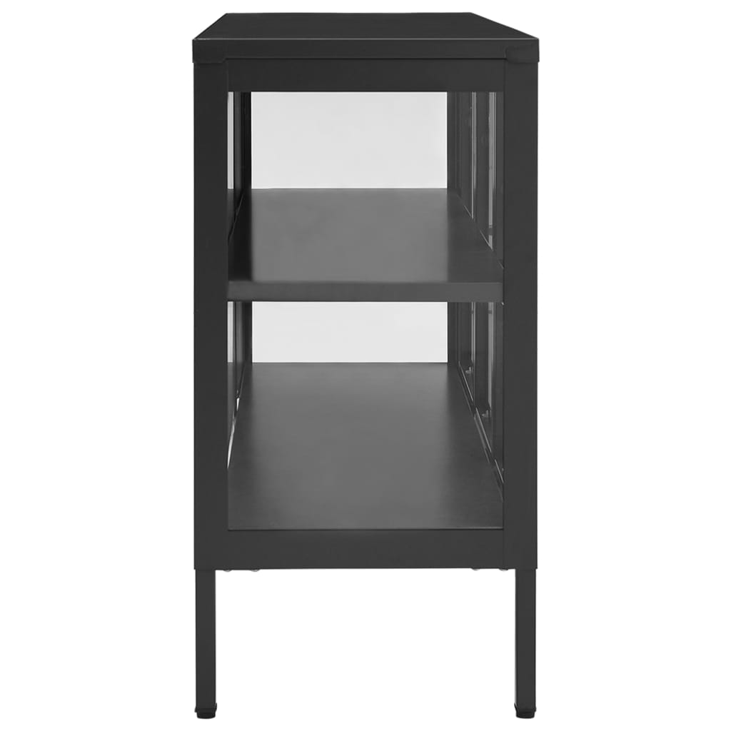 skænk 105x35x70 cm stål og glas antracitgrå