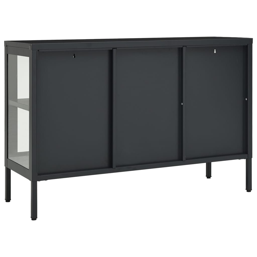 skænk 105x35x70 cm stål og glas antracitgrå