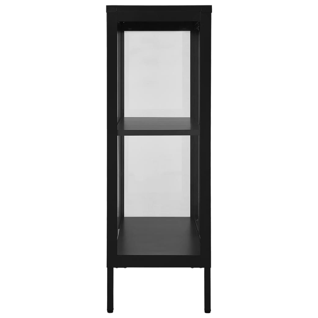 skænk 75x35x105 cm stål og glas sort