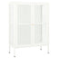 skænk 75x35x105 cm stål og glas hvid