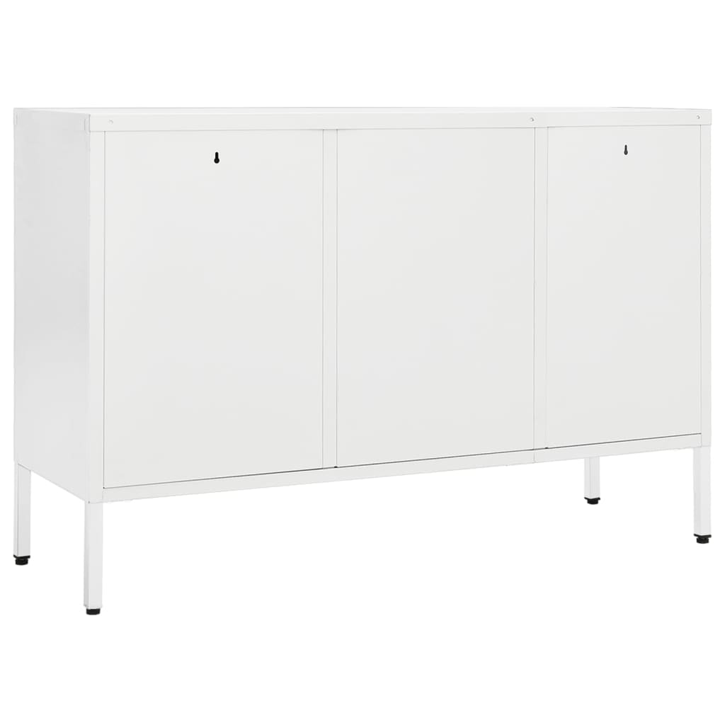 skænk 105x35x70 cm stål og glas hvid