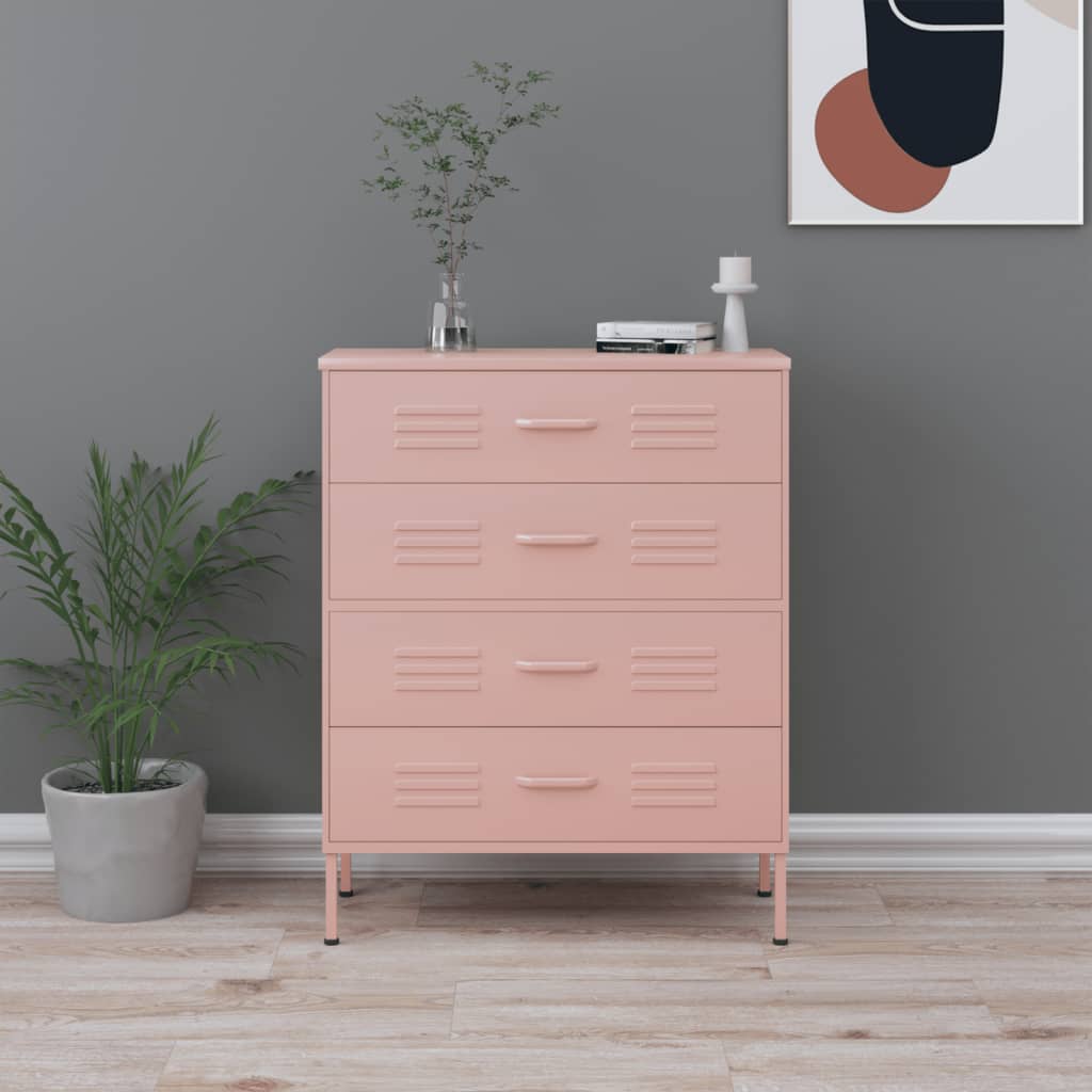 kommode 80x35x101,5 cm Lyserød