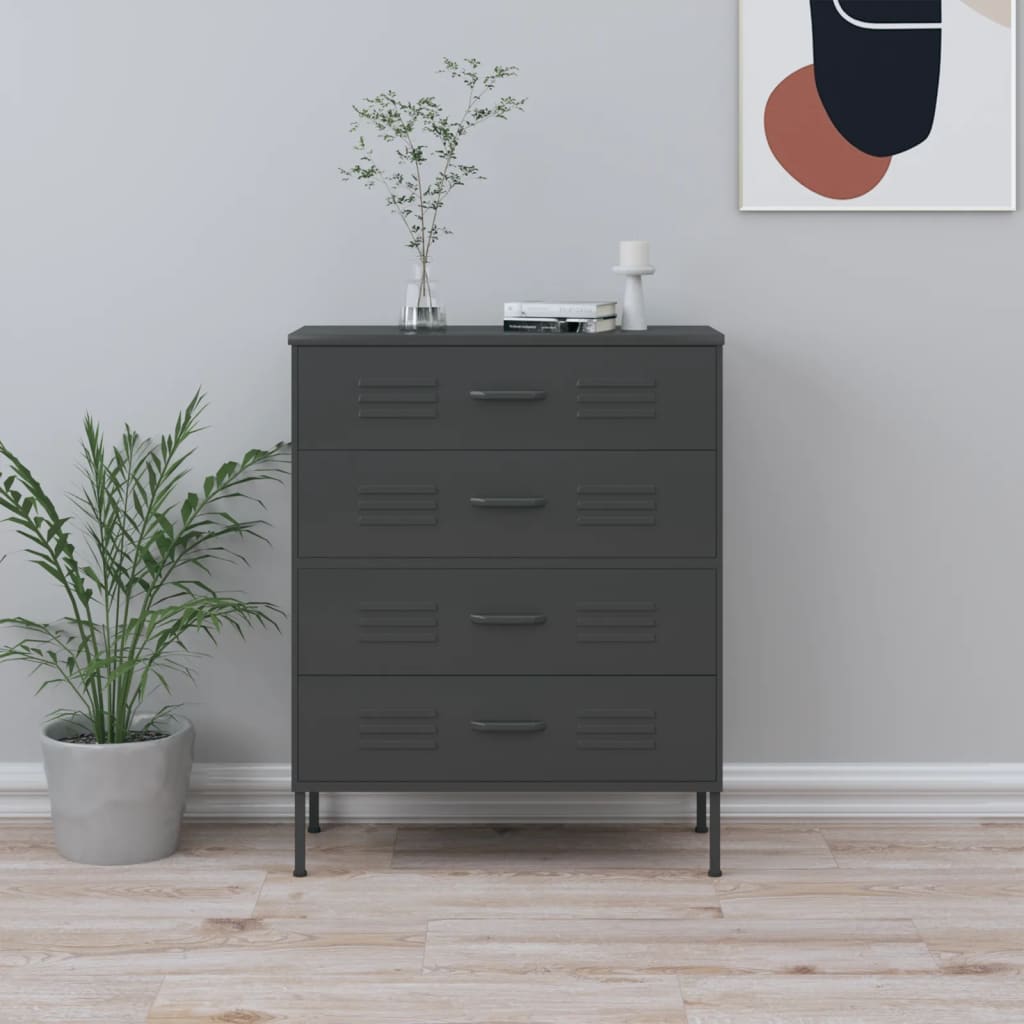 kommode 80x35x101,5 cm Antracitgrå