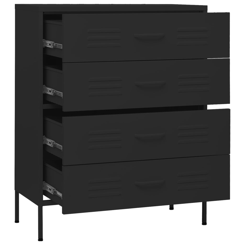 kommode 80x35x101,5 cm Sort