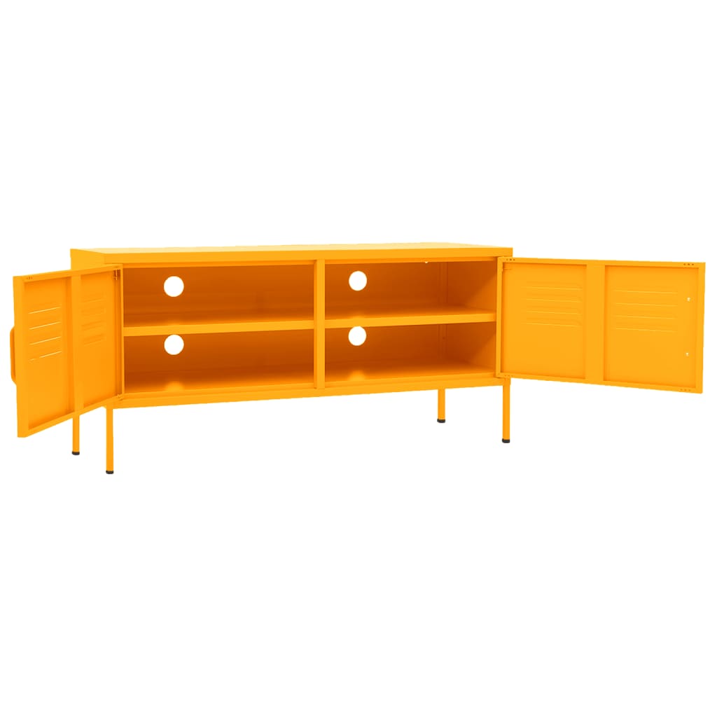tv-skab 105x35x50 cm stål  Sennepsgul