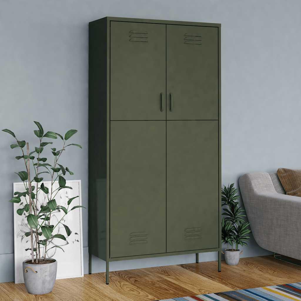 klædeskab 90x50x180 cm stål olivengrøn billede