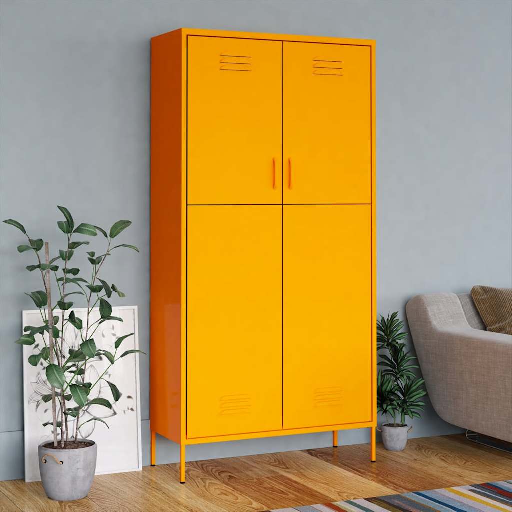 garderobeskab 90x50x180 cm stål sennepsgul billede