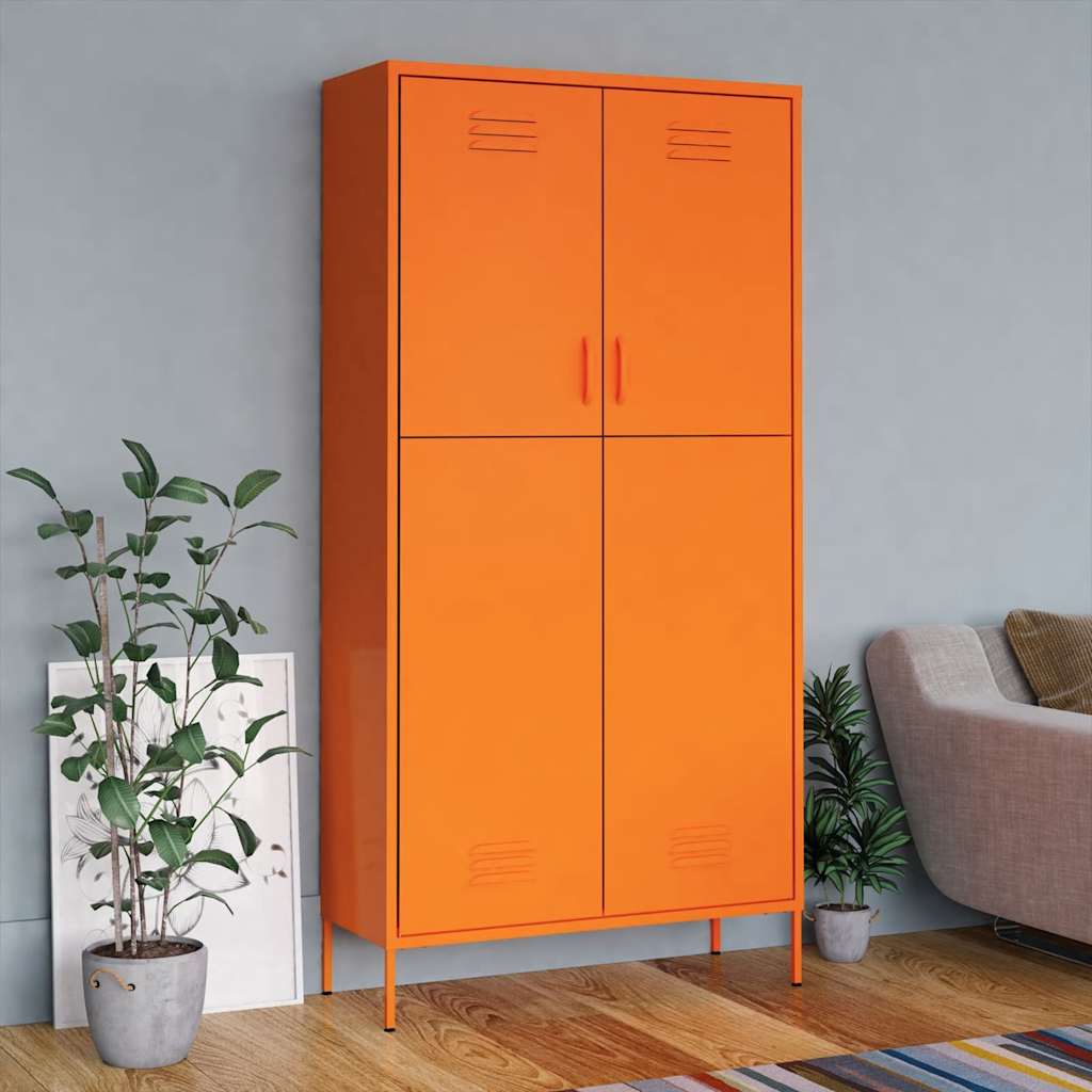 klædeskab 90x50x180 cm stål orange billede