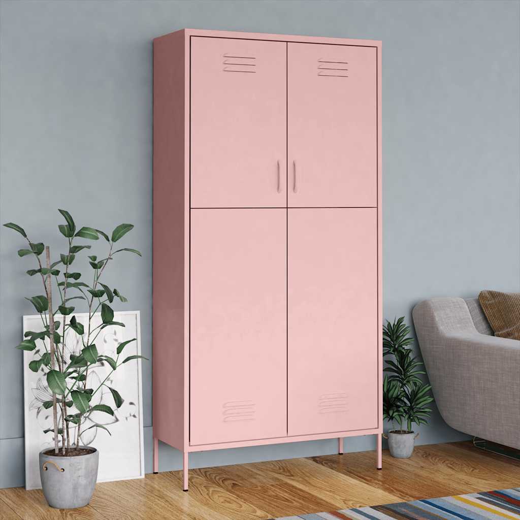 klædeskab 90x50x180 cm stål lyserød billede