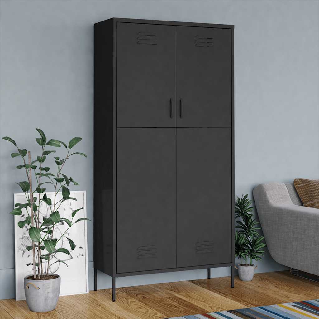 klædeskab 90x50x180 cm stål antracitgrå billede