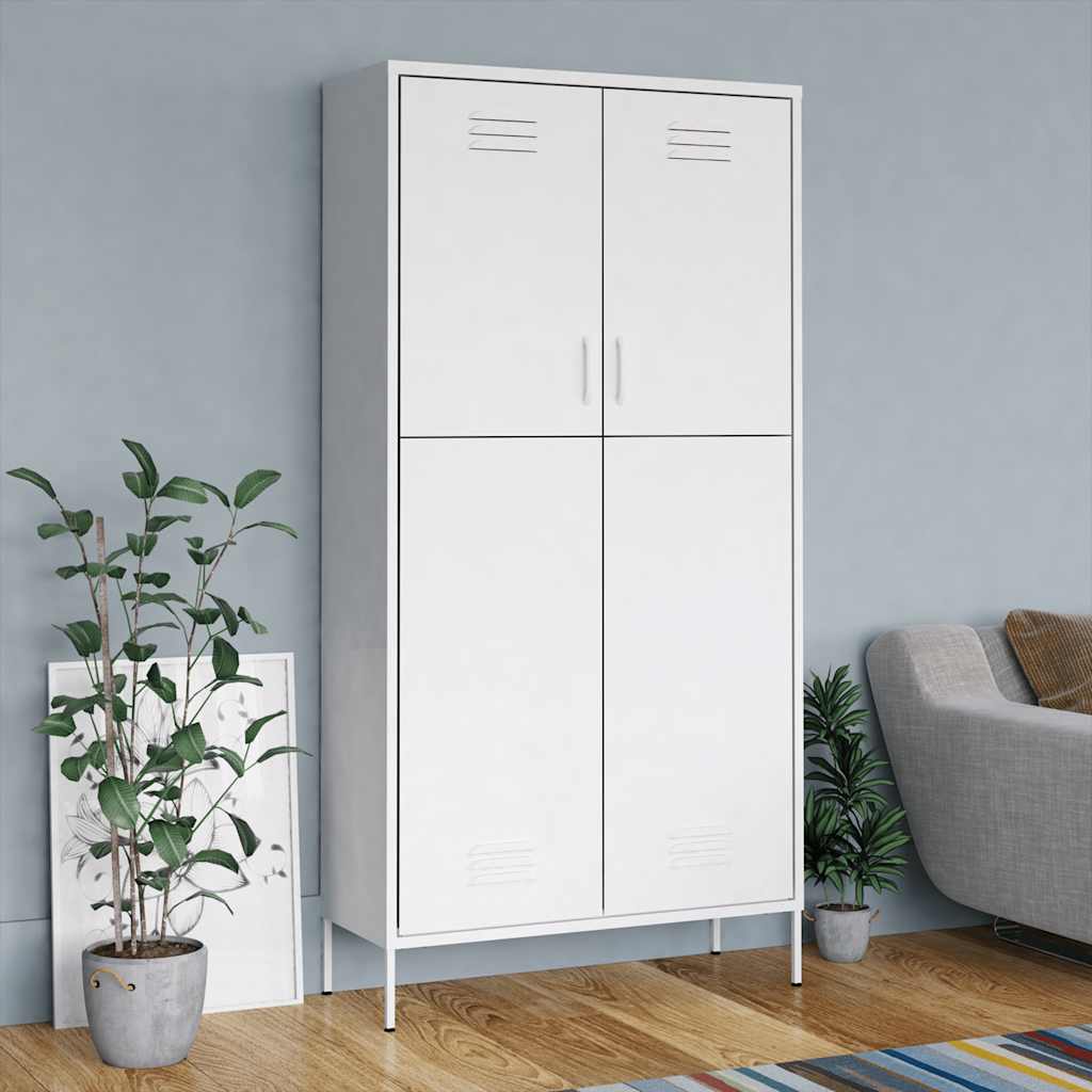 klædeskab 90x50x180 cm stål hvid billede
