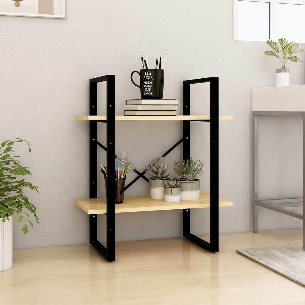 bogreol 60x30x70 cm 2 hylder massivt fyrretræ billede