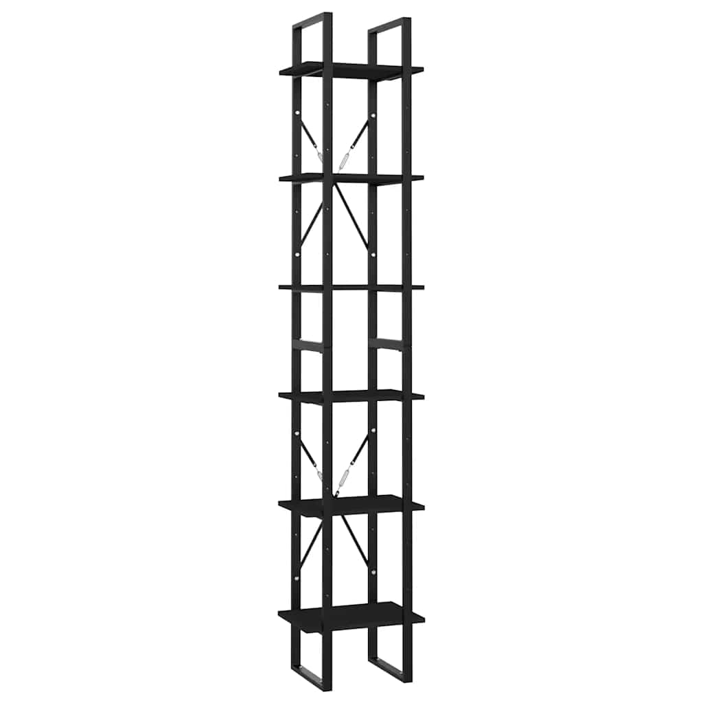 bogreol med 6 hylder 40x30x210 cm konstrueret træ sort