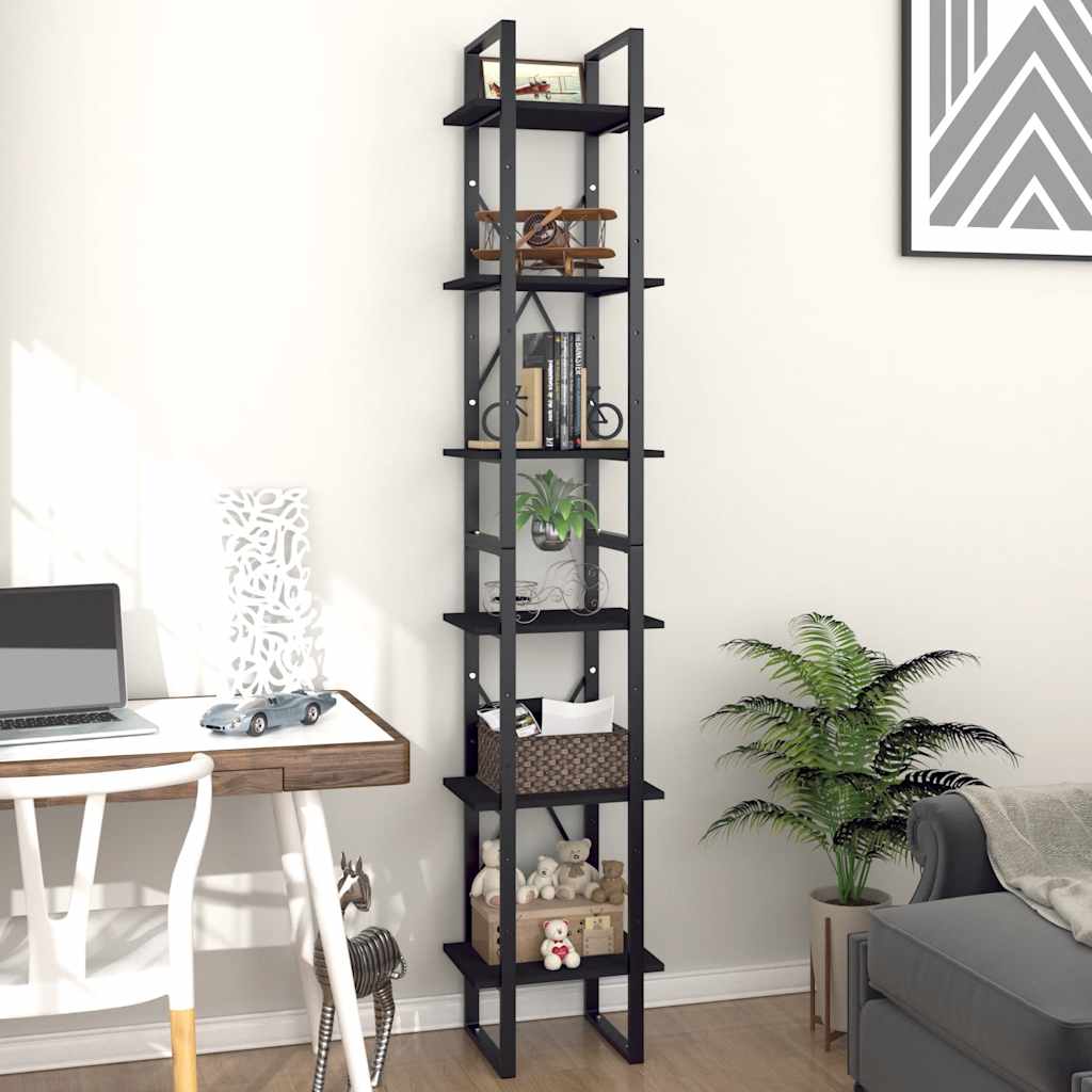 bogreol med 6 hylder 40x30x210 cm konstrueret træ sort