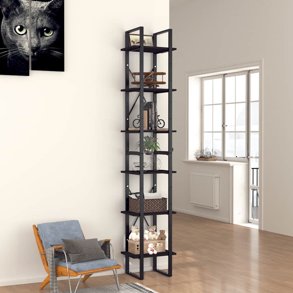 bogreol med 6 hylder 40x30x210 cm konstrueret træ sort