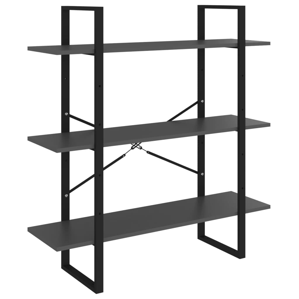 bogreol 100x30x105 cm konstrueret træ grå