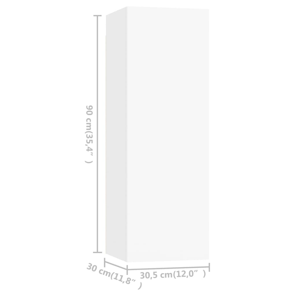 tv-borde 4 stk. 30,5x30x90 cm konstrueret træ hvid