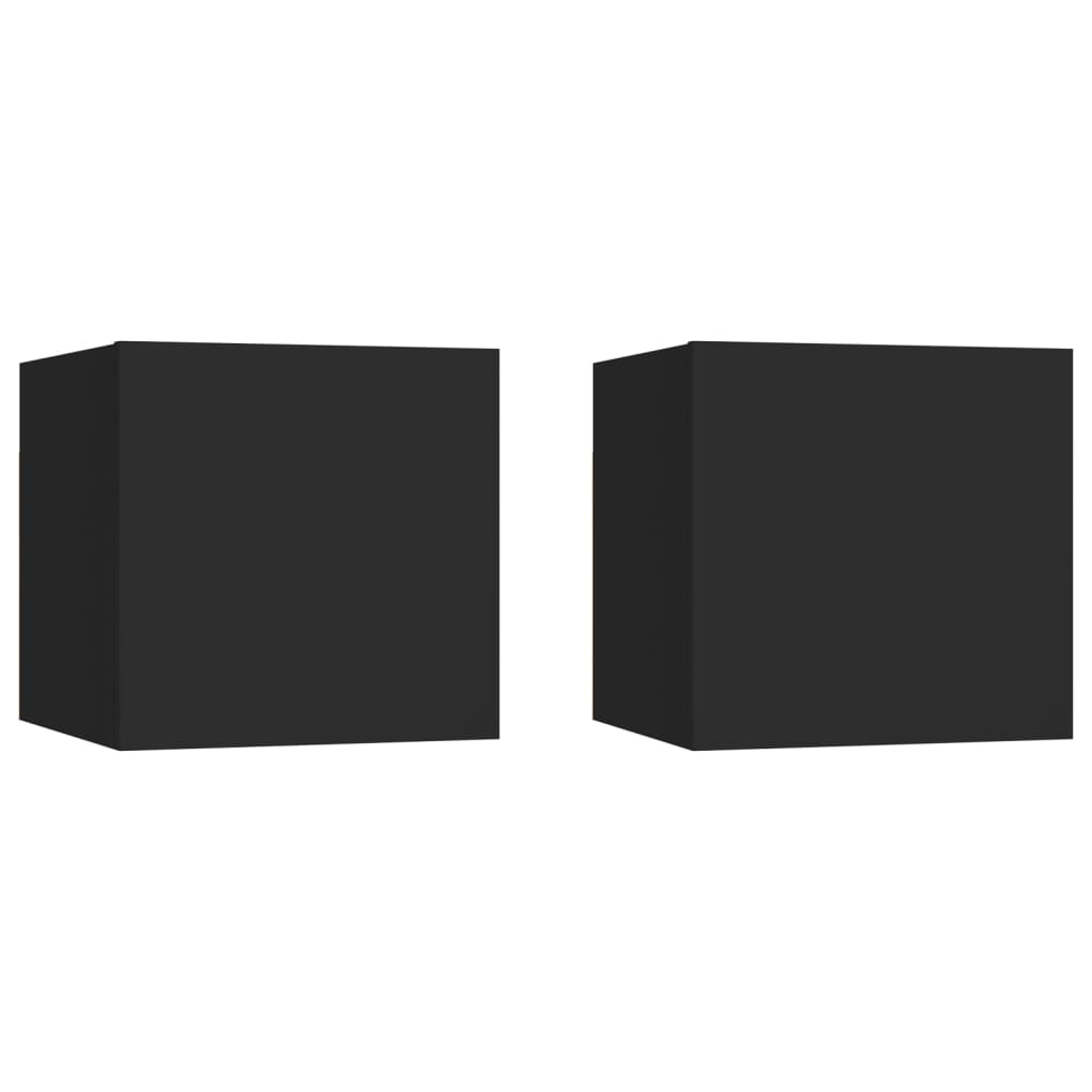 sengeskabe 2 stk. 30,5x30x30 cm konstrueret træ sort