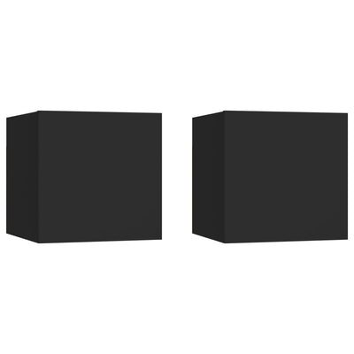 sengeskabe 2 stk. 30,5x30x30 cm konstrueret træ sort