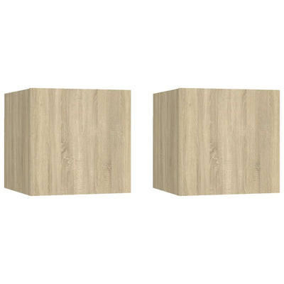 sengeskabe 2 stk. 30,5x30x30 cm konstrueret træ sonoma-eg