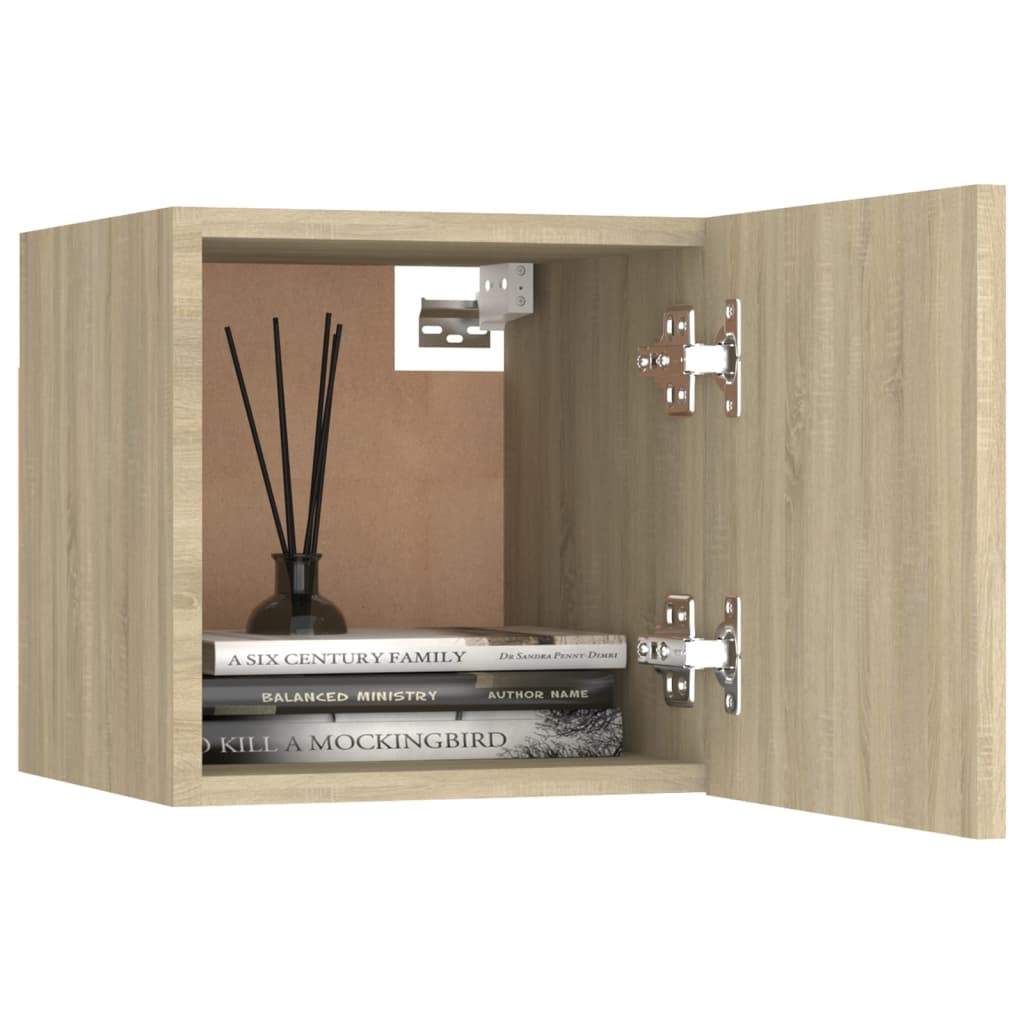 sengeskabe 2 stk. 30,5x30x30 cm konstrueret træ sonoma-eg