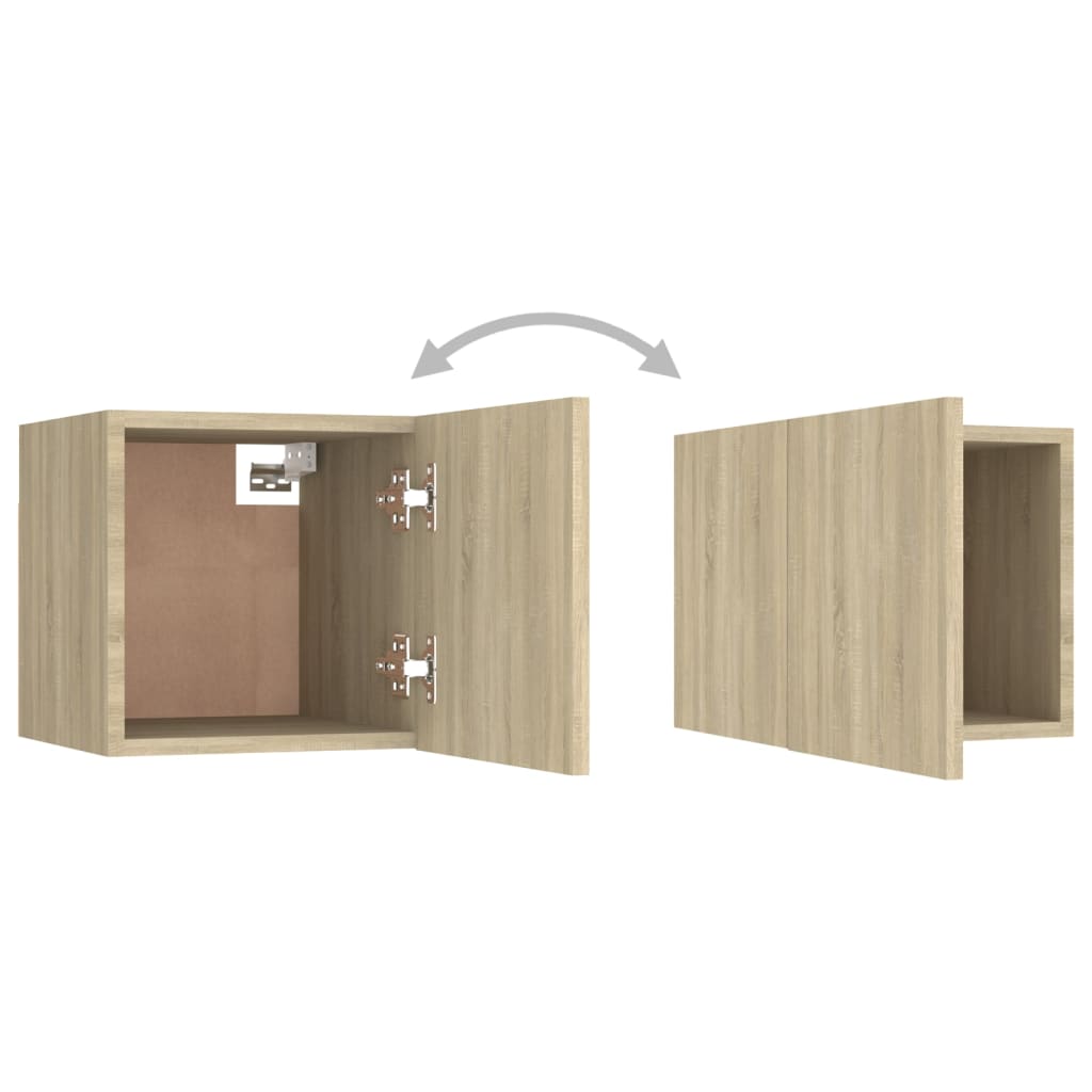 sengeskabe 2 stk. 30,5x30x30 cm konstrueret træ sonoma-eg