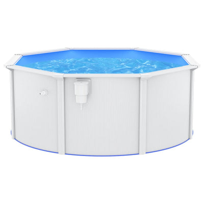 swimmingpool med stålvæg 300x120 cm hvid