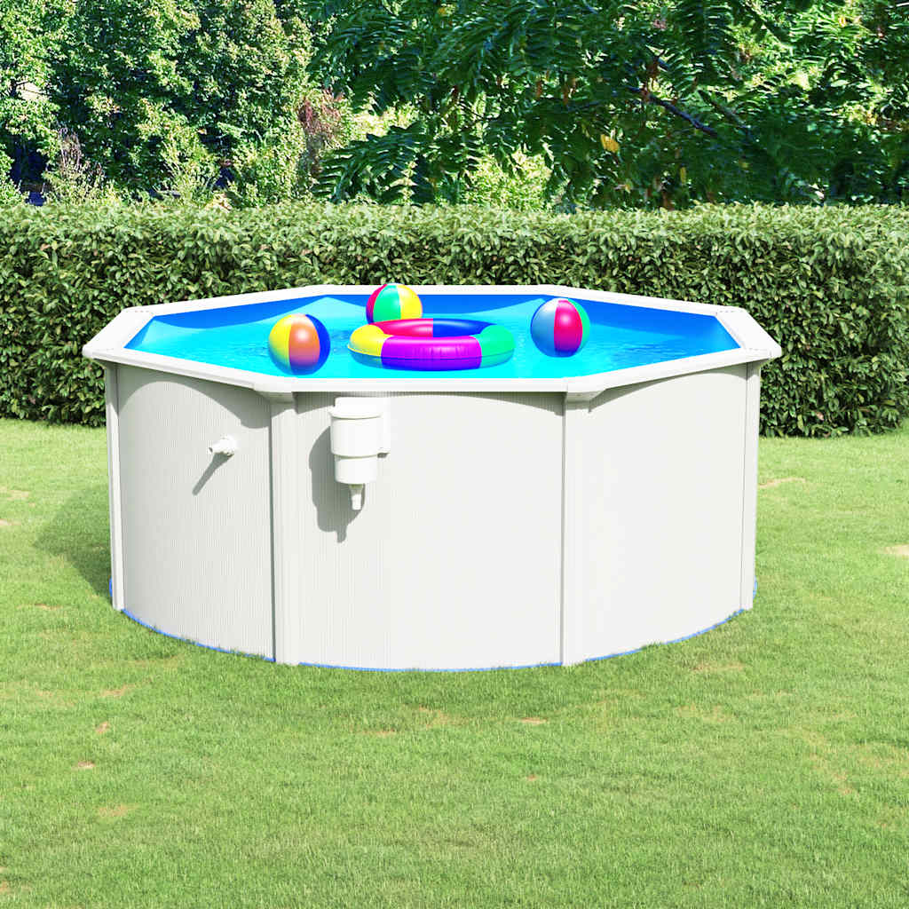 swimmingpool med stålvæg 300x120 cm hvid billede