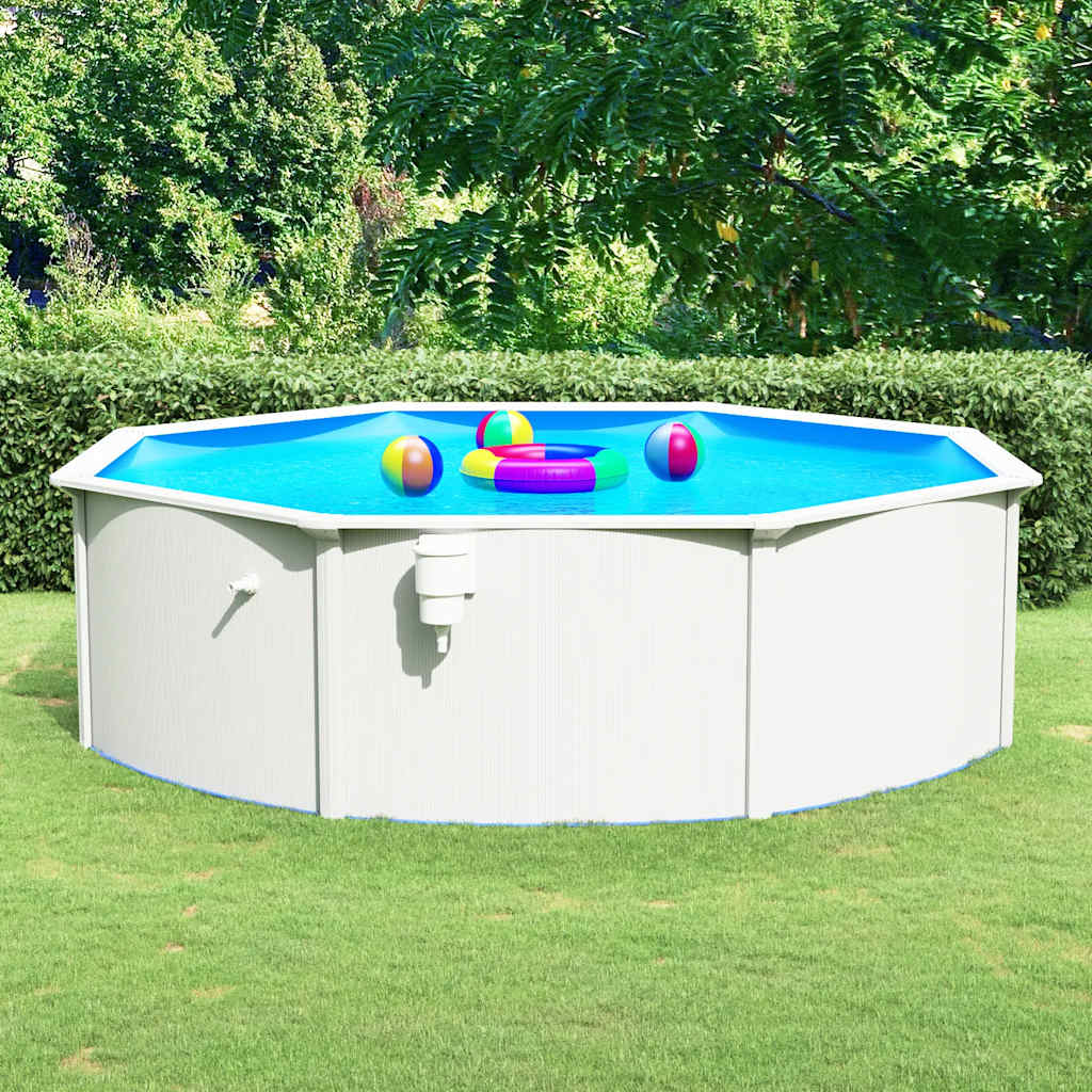 swimmingpool med stålvæg 460x120 cm hvid billede
