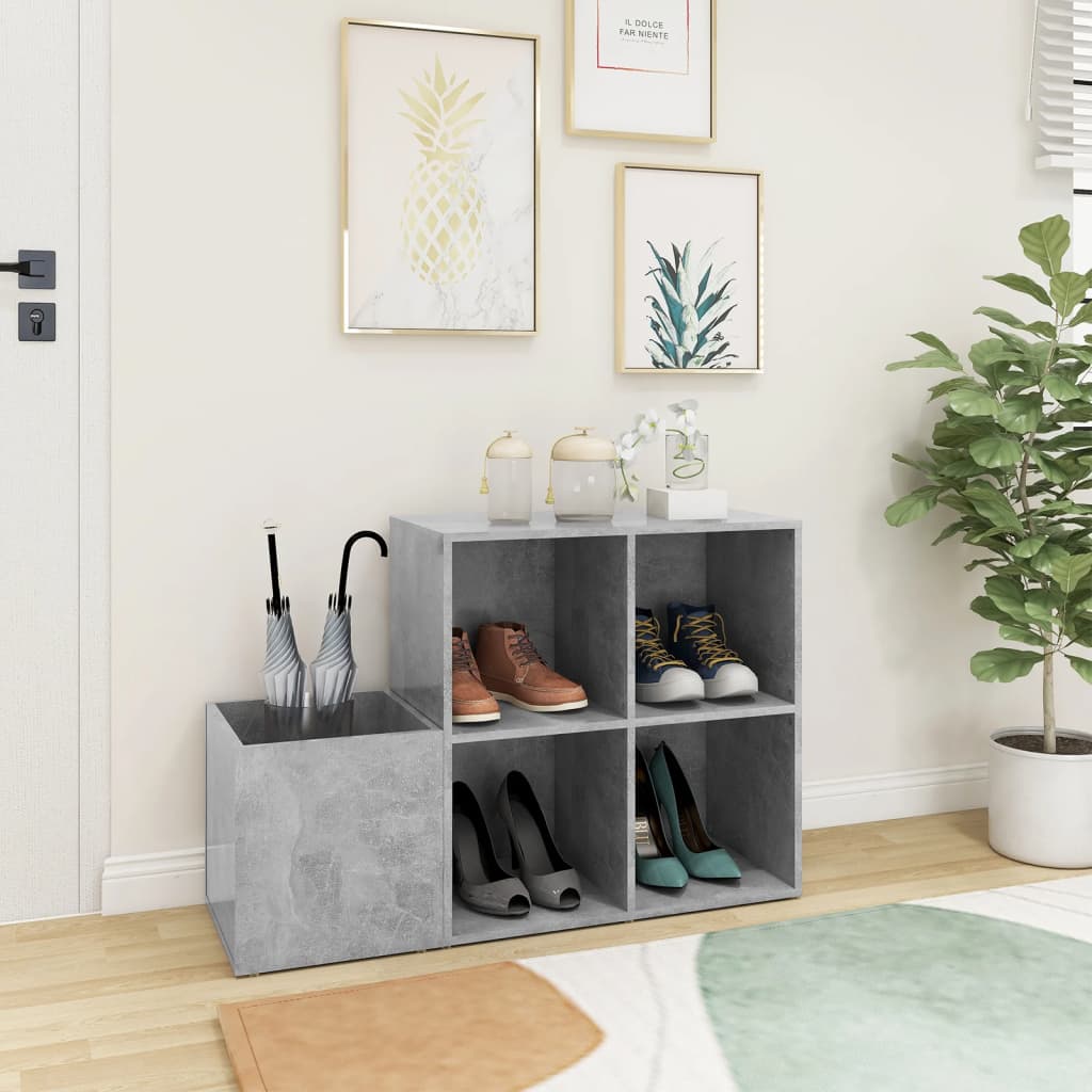 skoskab 105x35,5x70 cm konstrueret træ betongrå