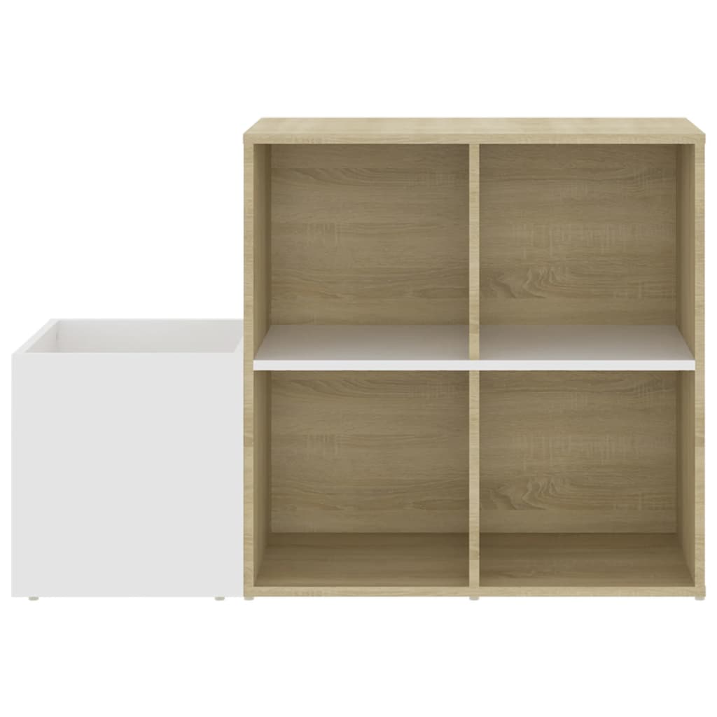 skoskab 105x35,5x70 cm konstrueret træ hvid og sonoma-eg
