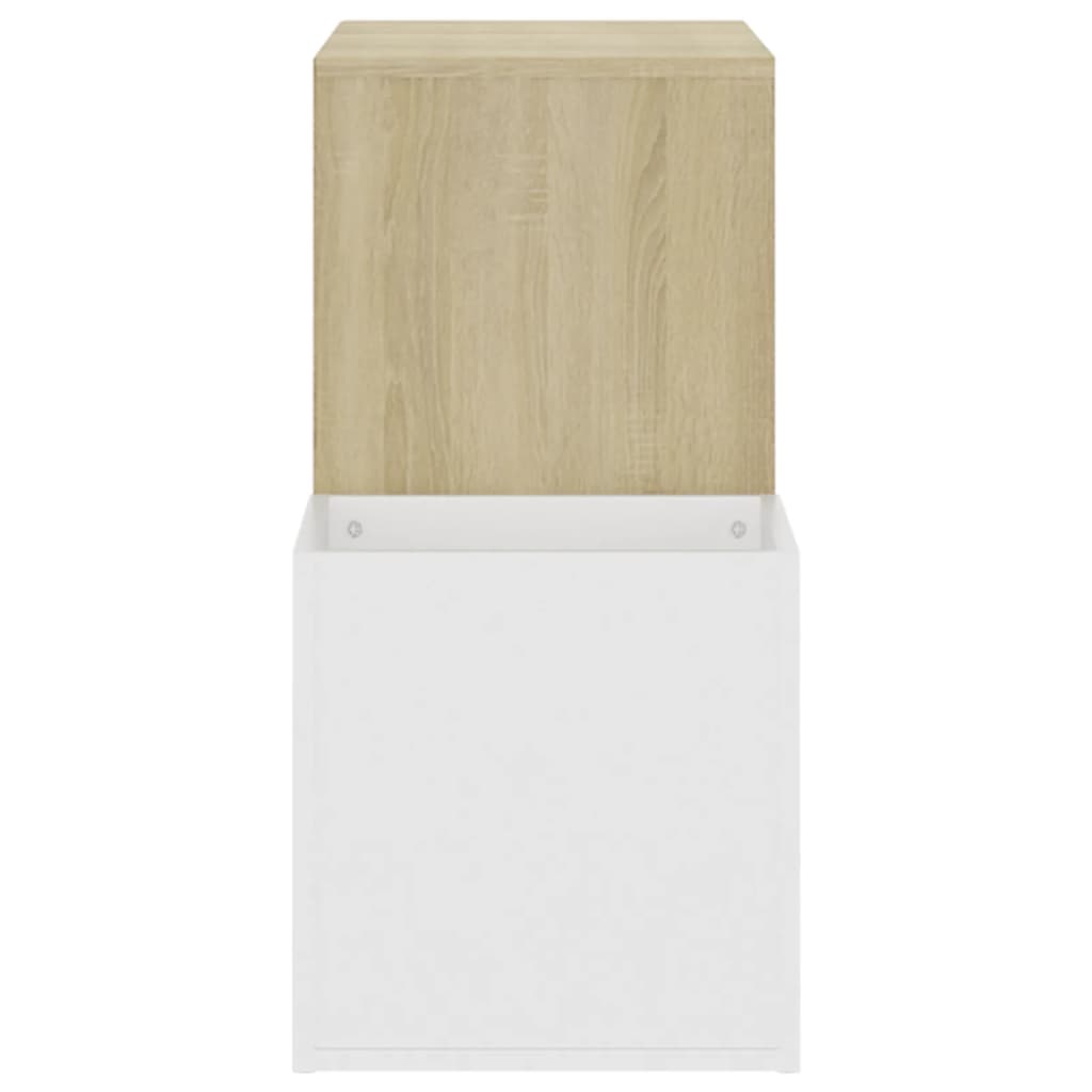 skoskab 105x35,5x70 cm konstrueret træ hvid og sonoma-eg