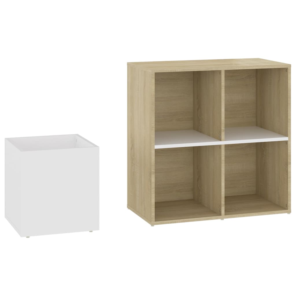 skoskab 105x35,5x70 cm konstrueret træ hvid og sonoma-eg