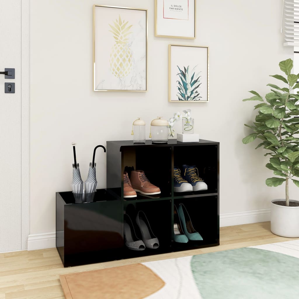 skoskab 105x35,5x70 cm konstrueret træ sort højglans