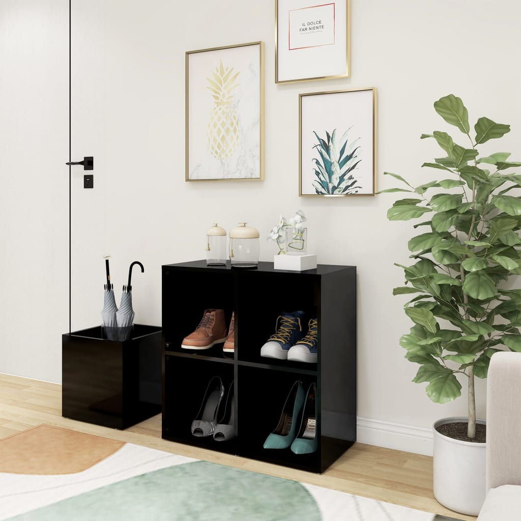 skoskab 105x35,5x70 cm konstrueret træ sort højglans
