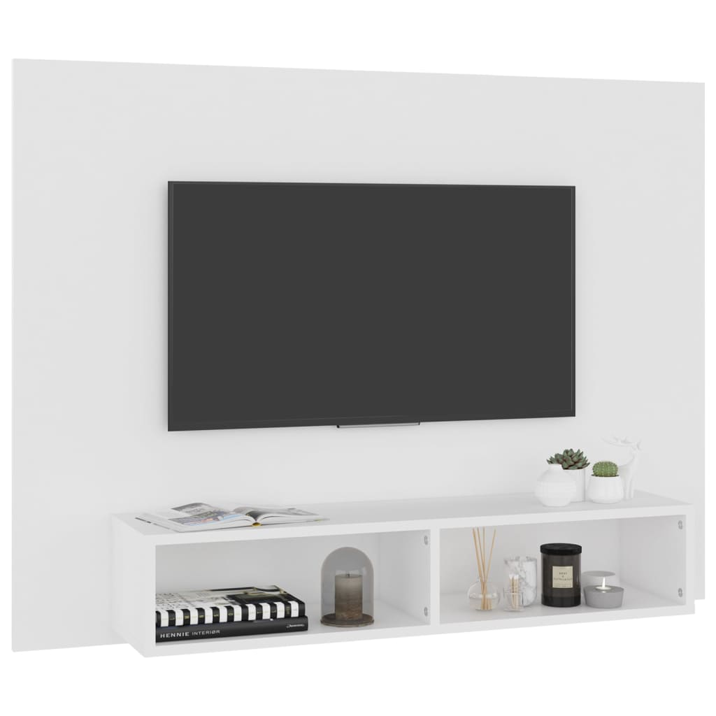 væghængt tv-skab 102x23,5x90 cm konstrueret træ hvid