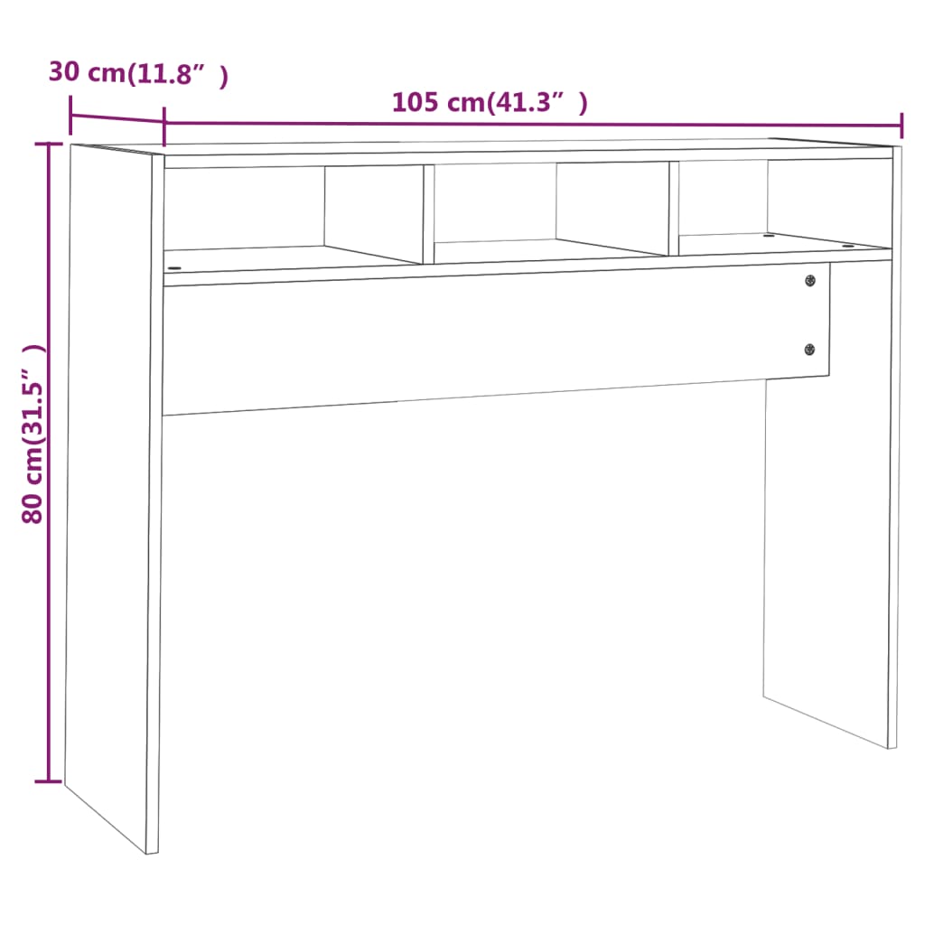 konsolbord 105x30x80 cm konstrueret træ sonoma-eg