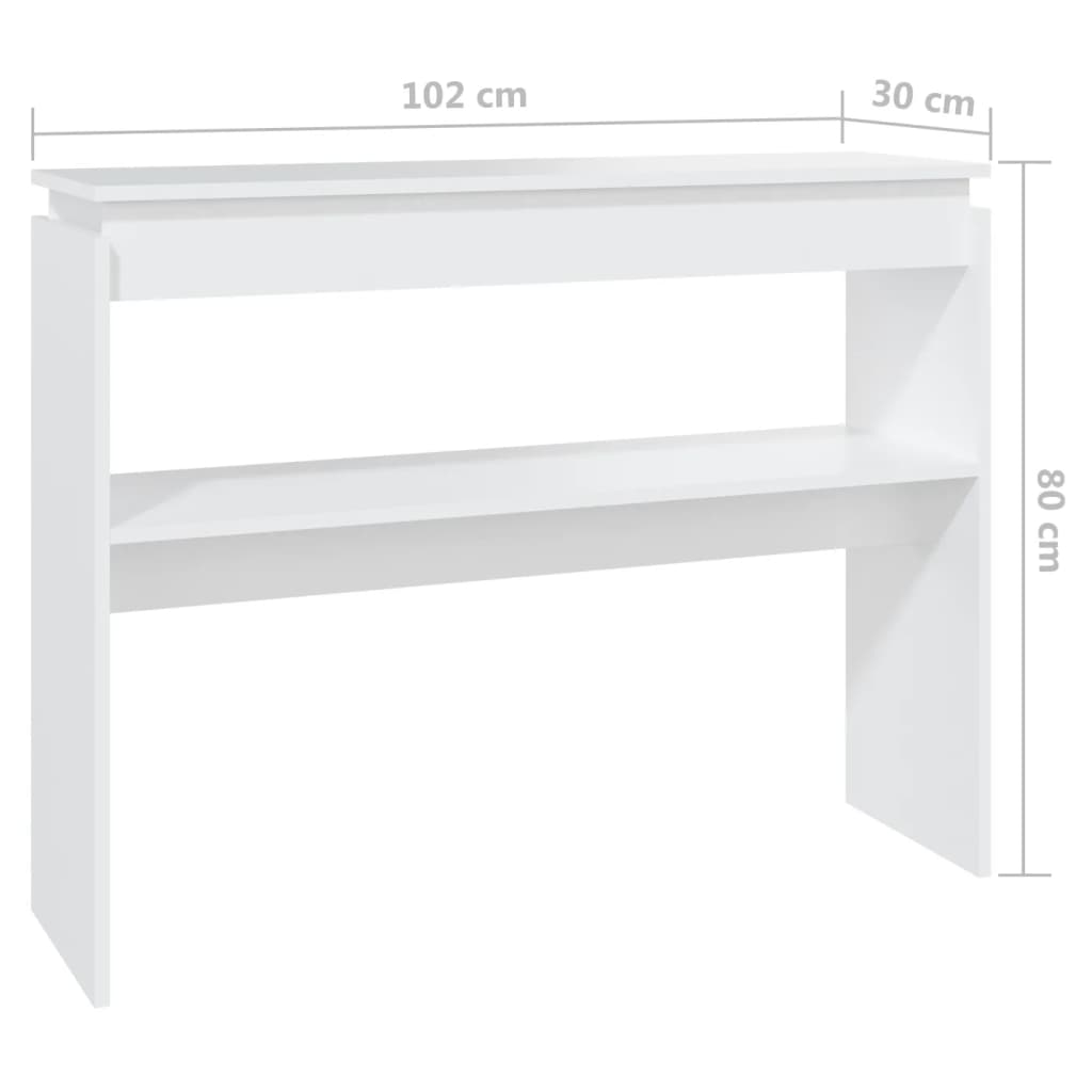 konsolbord 102x30x80 cm konstrueret træ hvid
