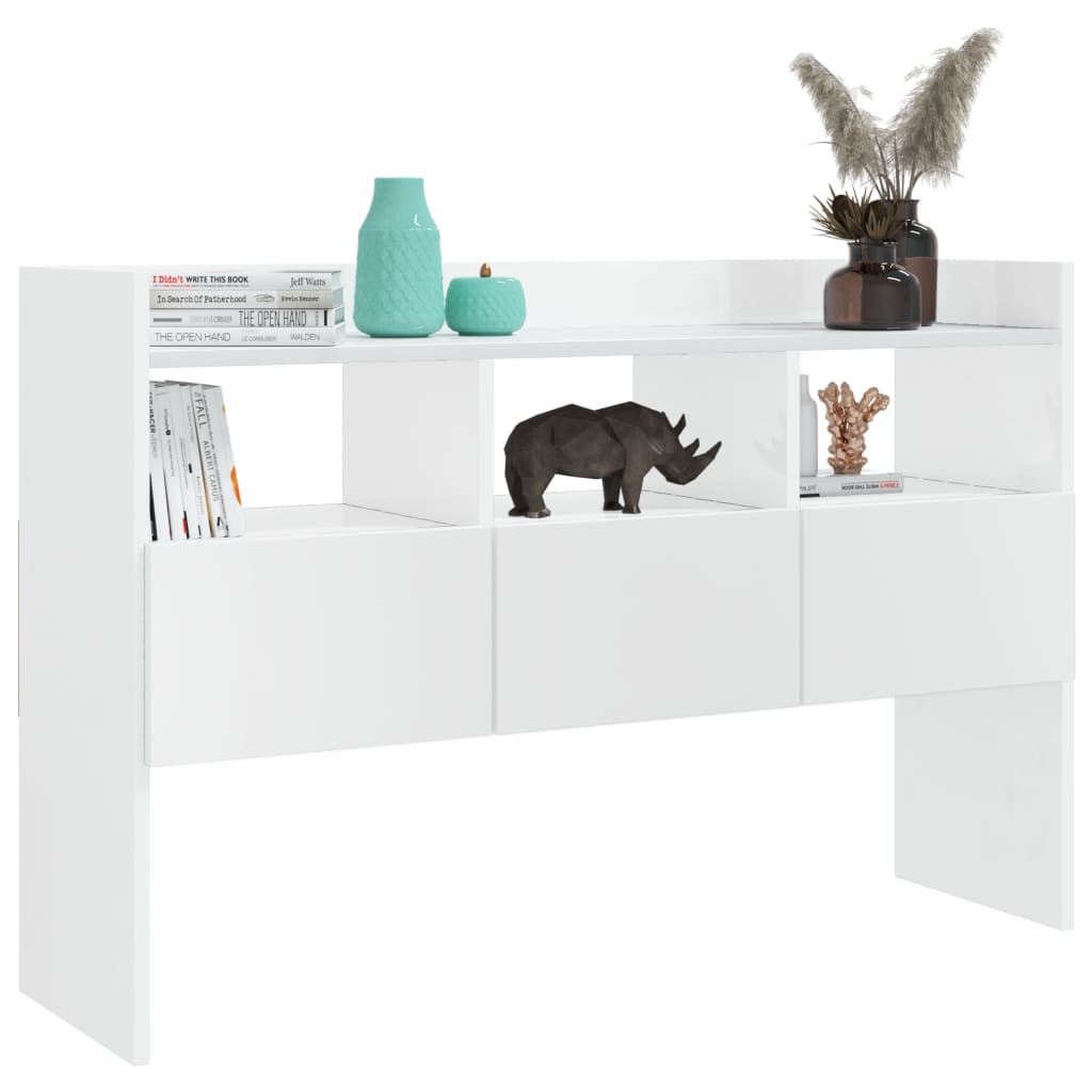 skænk 105x30x70 cm konstrueret træ hvid højglans