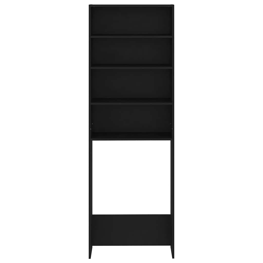 badeværelsesskab til vaskemaskine 64x24x190 cm sort