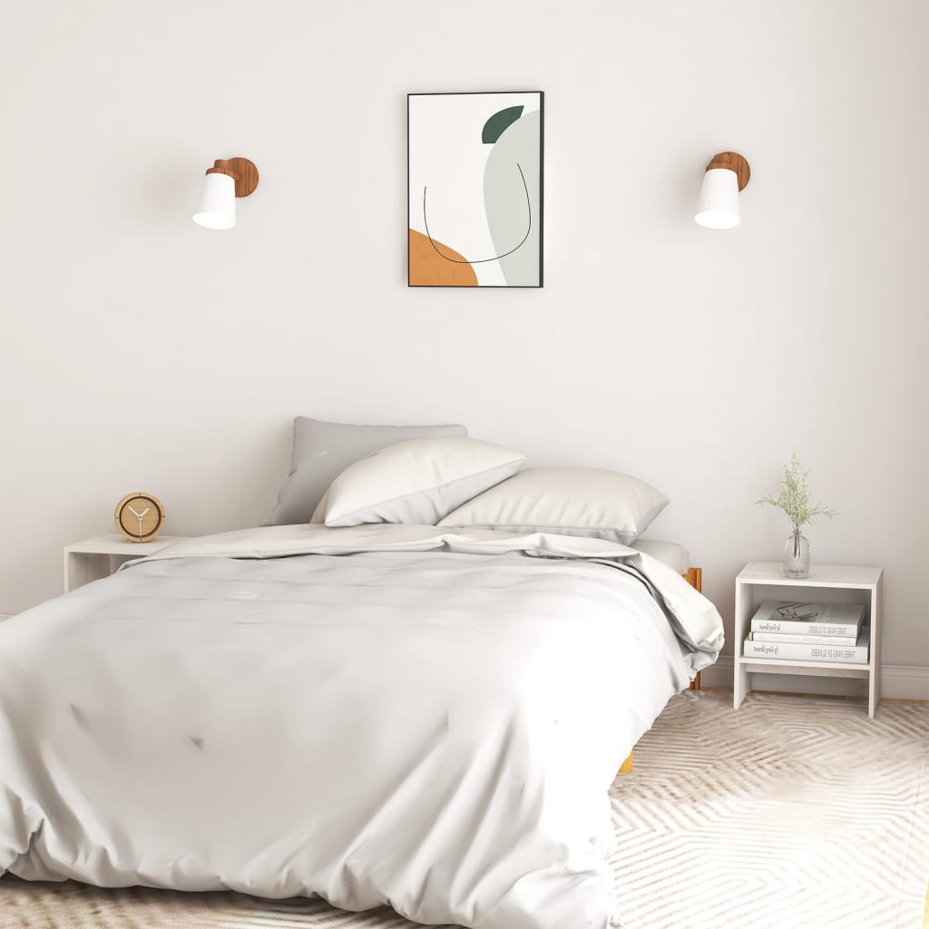 sengeskabe 2 stk. 40x30,5x40 cm massivt fyrretræ hvid